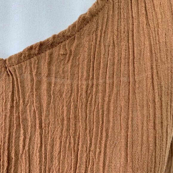 Savannah Marrow Sunnie Brown 100% Organic Cotton Handwoven Crop Top Size XS - Picture 6 of 15